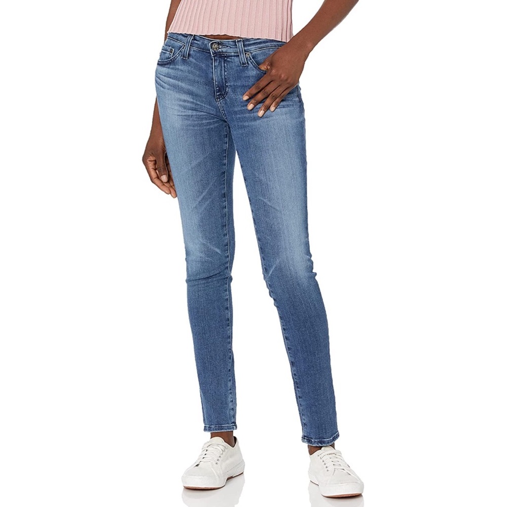 AG Adriano Goldschmied The Prima Mid-Rise Cigarette Denim Blue Jeans Siz…
